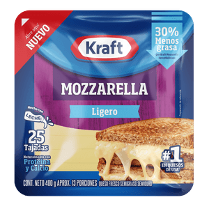 Queso Mozzarella Ligero Kraft 25Tj*400 gr
