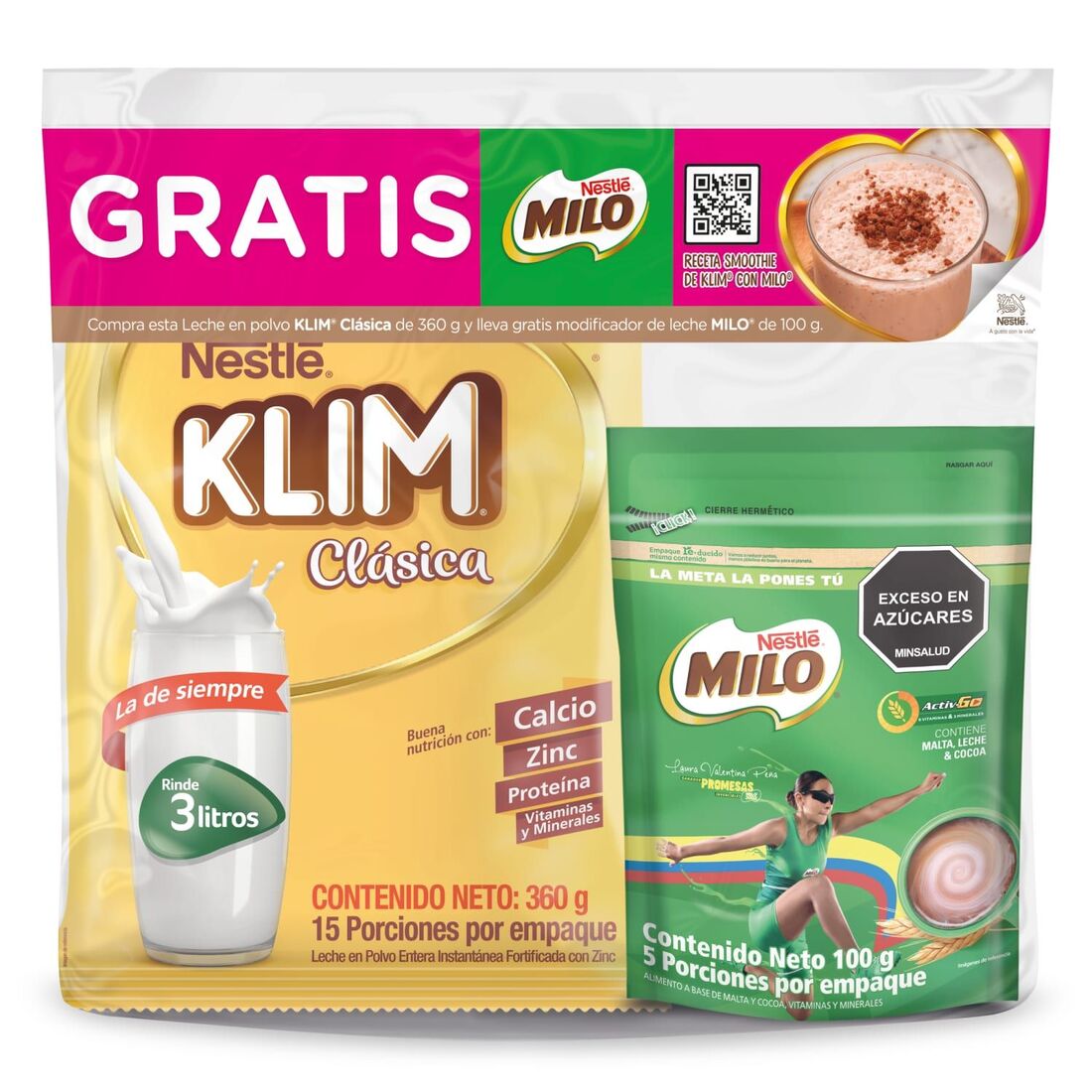 LECHE KLIM CLASICA*360GR GRTS MILO*100GR
