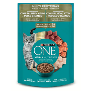 ALIMENTO GATOS ONE SALMON,ATUN*85GR
