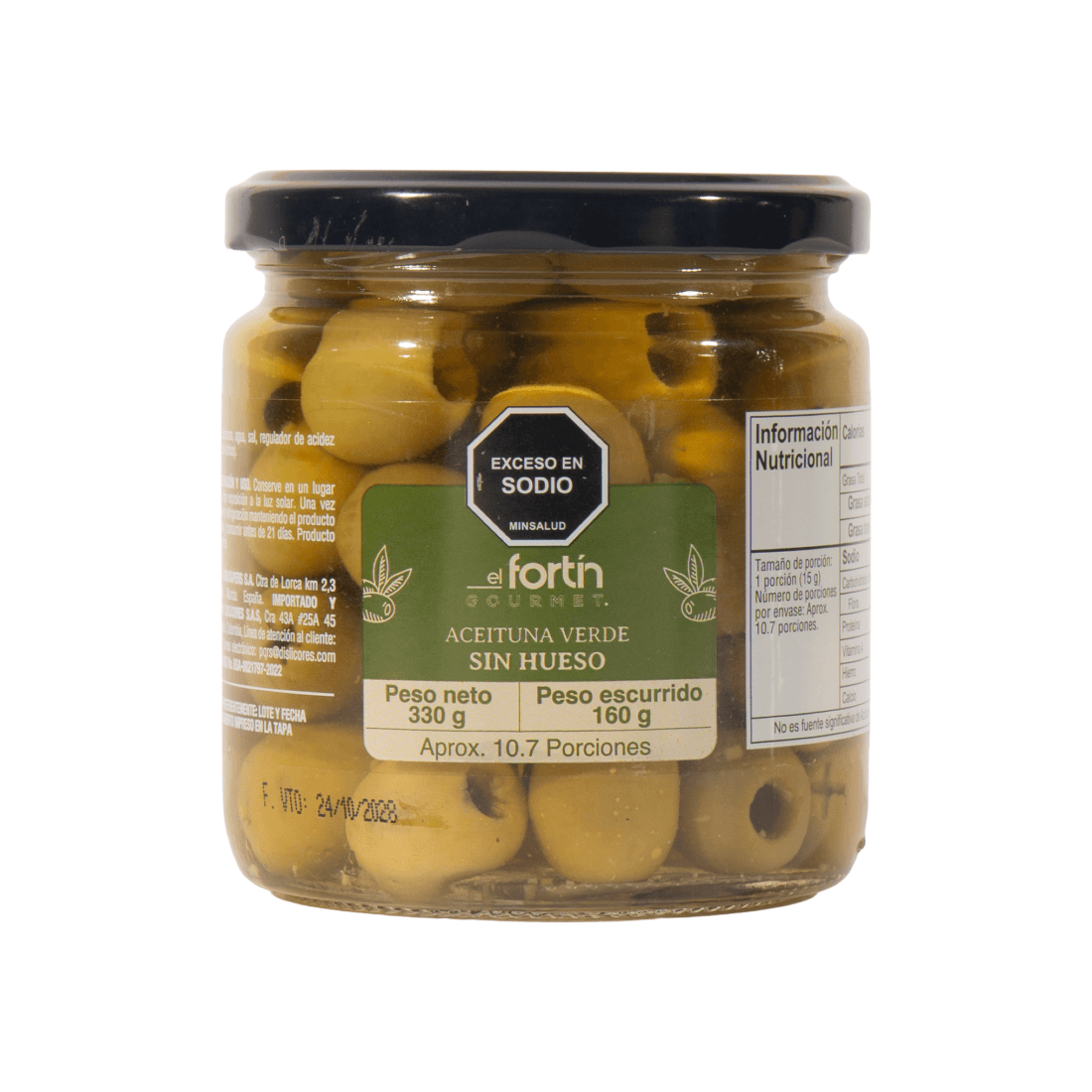 ACEITUNA VERDE S/HUESO FORTIN GOURM*330G
