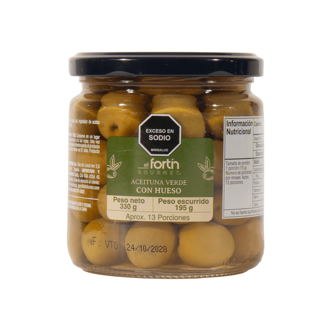 ACEITUNA VERDE C/HUESO FORTIN GOURM*330G
