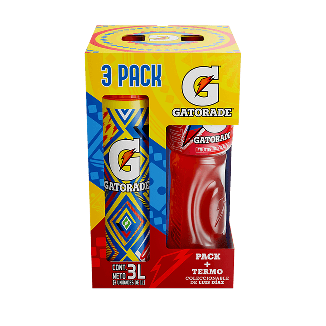 GATORADE PACK SURTIDO X 3U + TERMO* 3LT