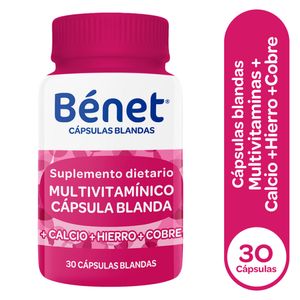 Capsulas Blandas Benet Calcio+Hierro*30U