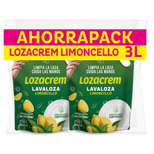 Lavaplatos líquido LOZACREM limoncello 2 unds x1500 ml c/u